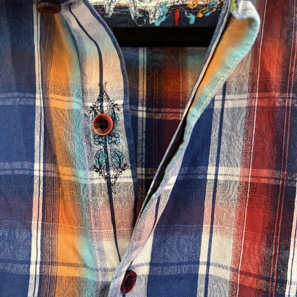 Robert Graham Shirt Mens M Multicolor Plaid Long Sleeve Flip Cuff Button Up - Picture 5 of 11